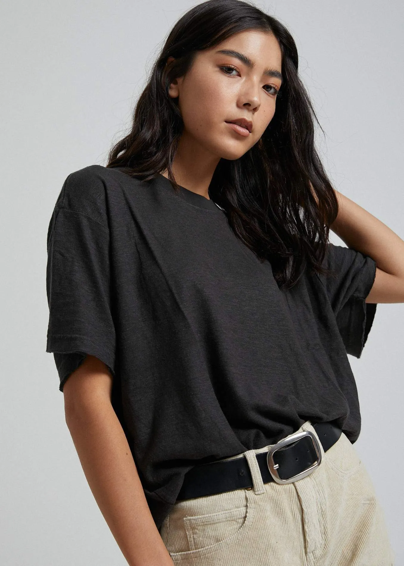 Afends Womens Slay - Hemp Oversized Tee - Raven