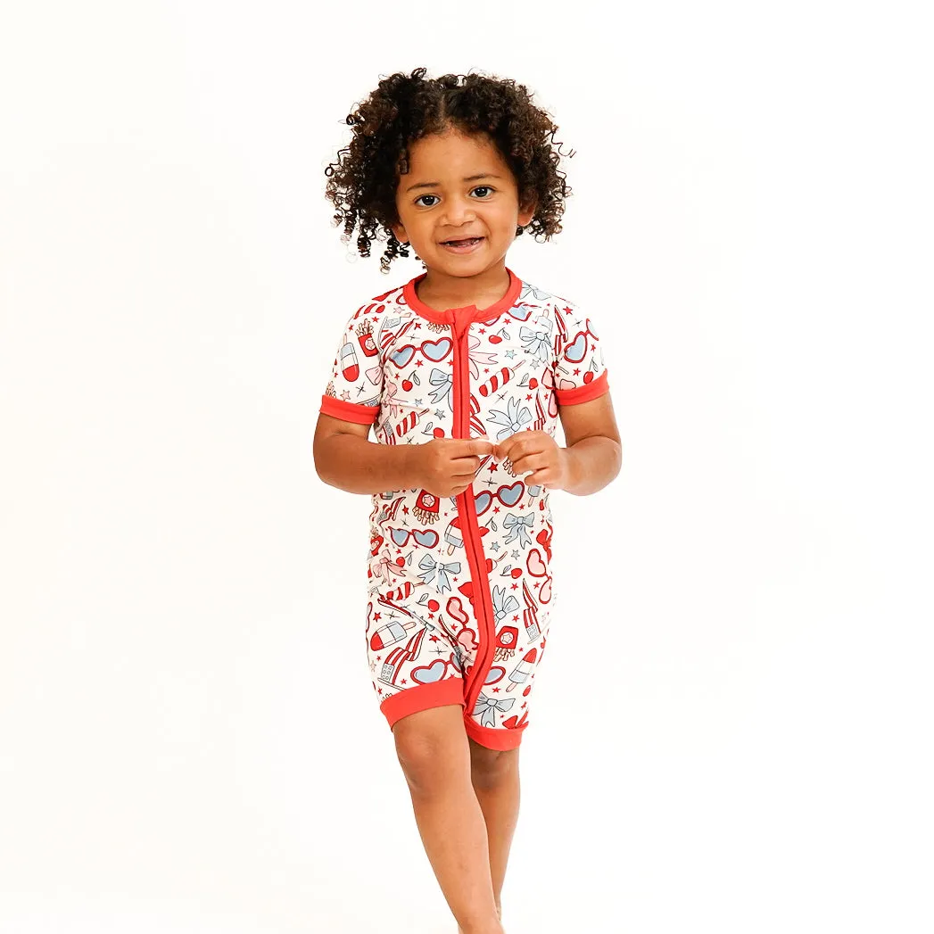 American Dream Shortie Romper - Red