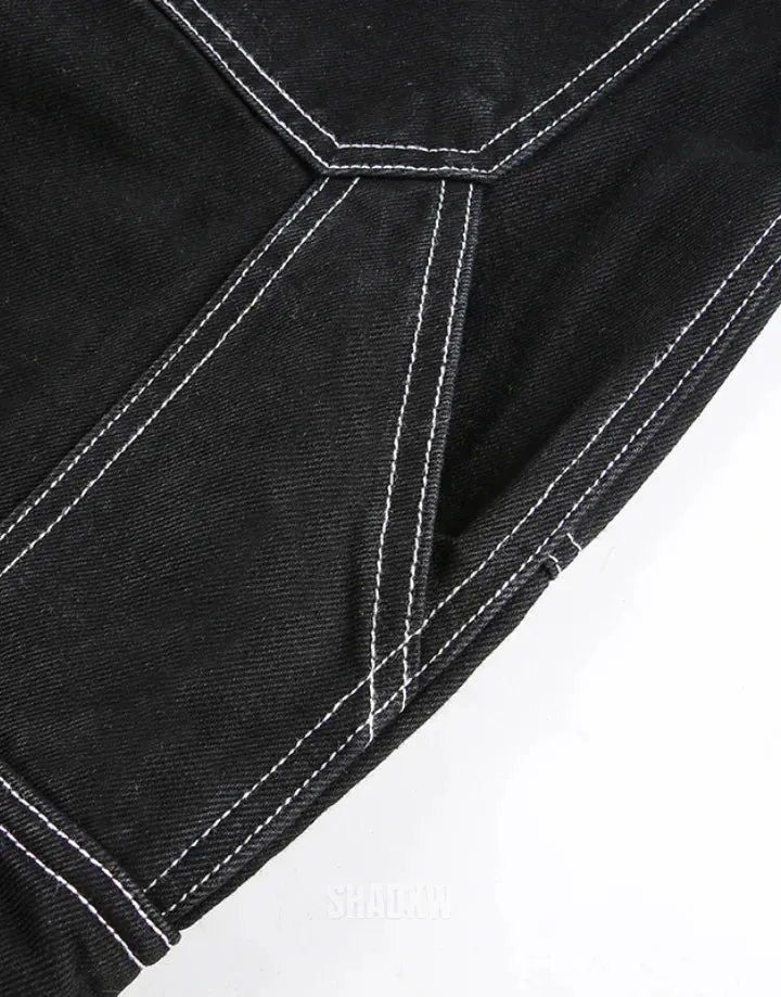 Black Cargo Pants with White Stitching