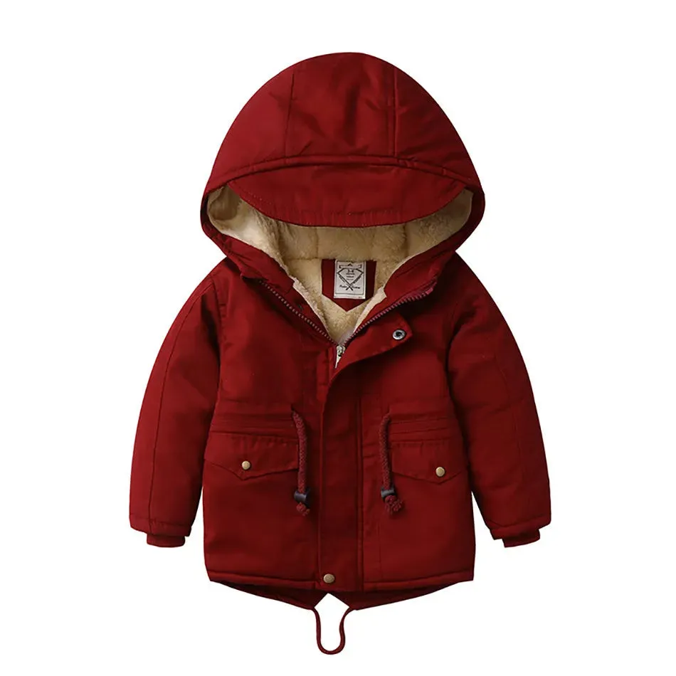 Children Cashmere Hoodie Windproof Winter jacket kids