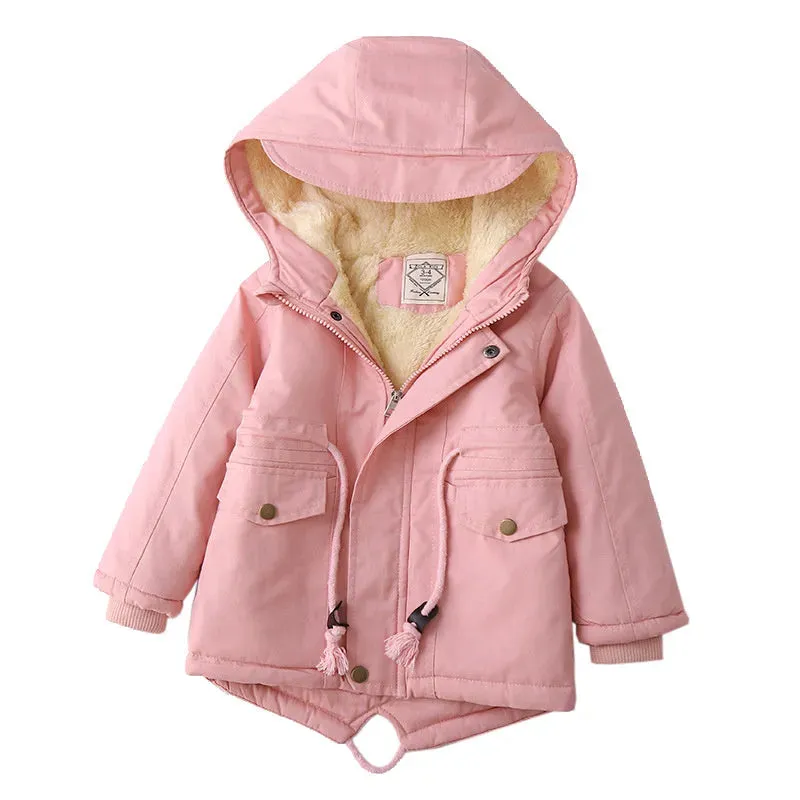 Children Cashmere Hoodie Windproof Winter jacket kids