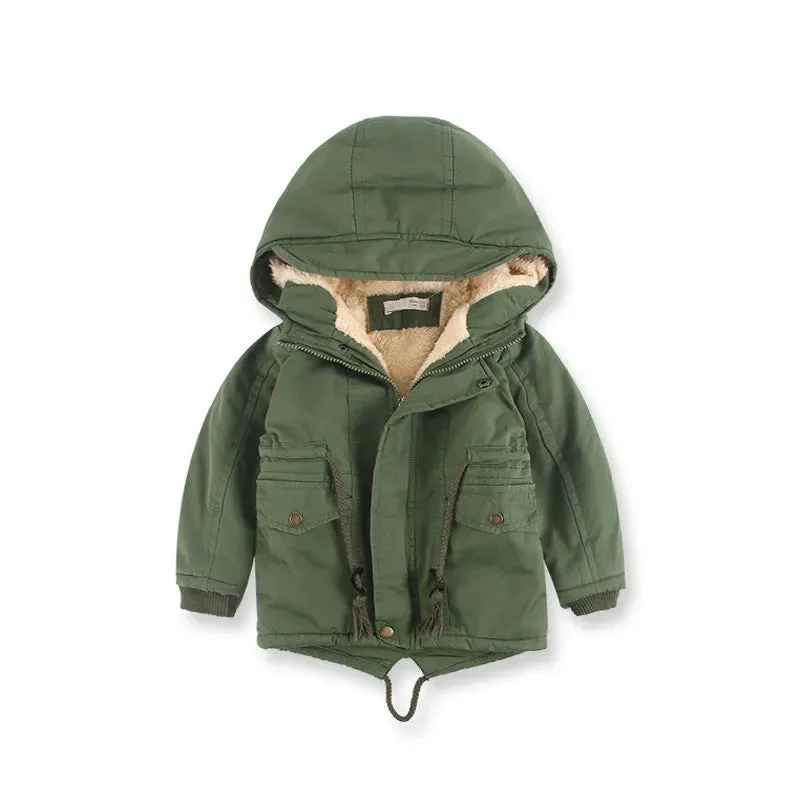 Children Cashmere Hoodie Windproof Winter jacket kids