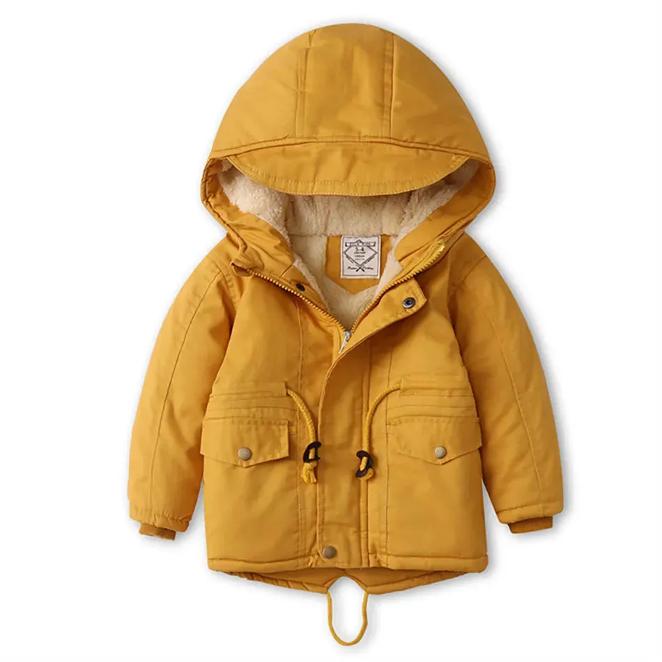 Children Cashmere Hoodie Windproof Winter jacket kids