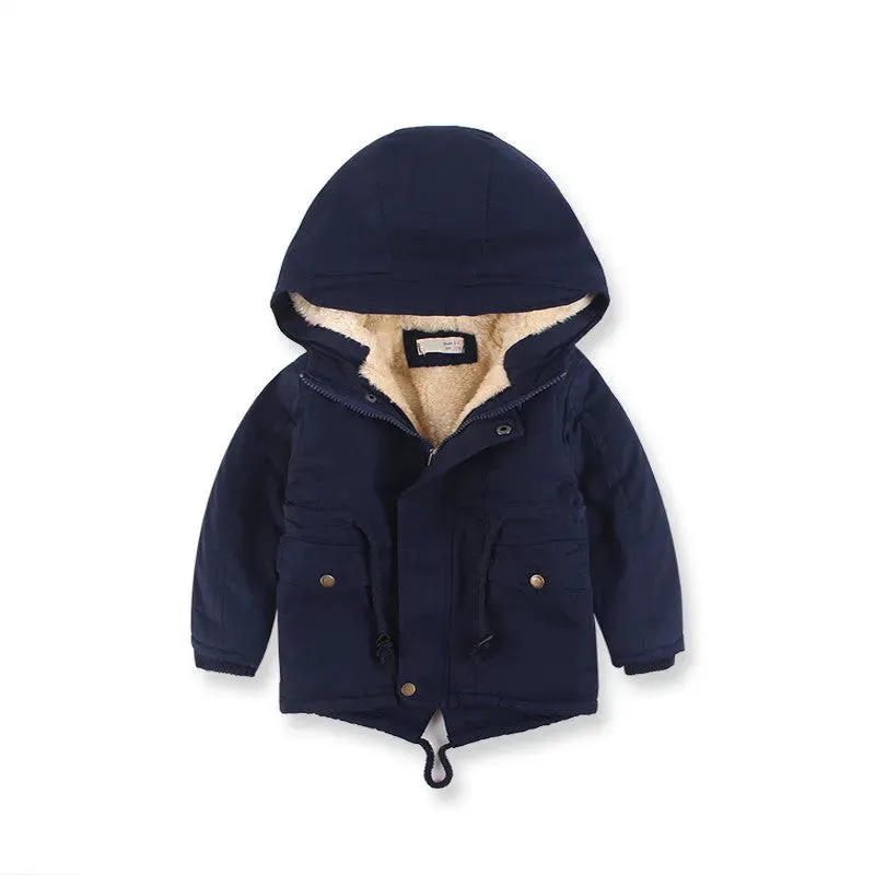 Children Cashmere Hoodie Windproof Winter jacket kids