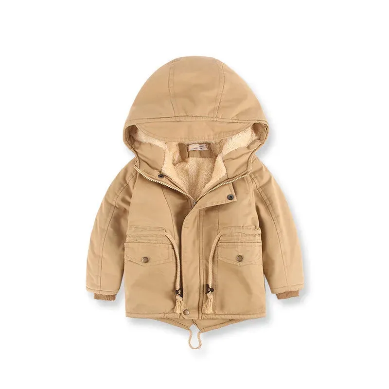 Children Cashmere Hoodie Windproof Winter jacket kids