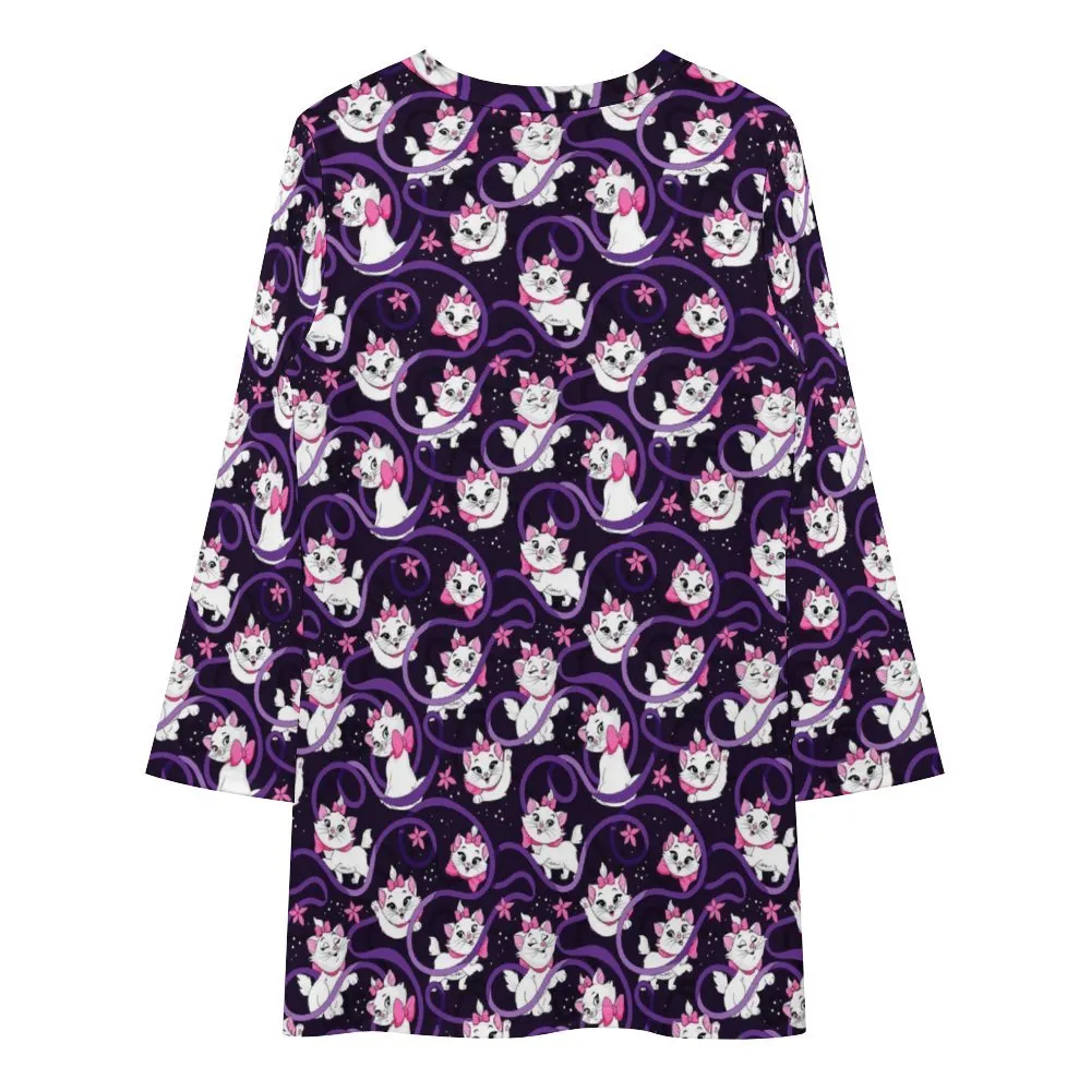 Disney Aristocats Marie Because I'm A Lady Long Sleeve Patchwork T-shirt Dress