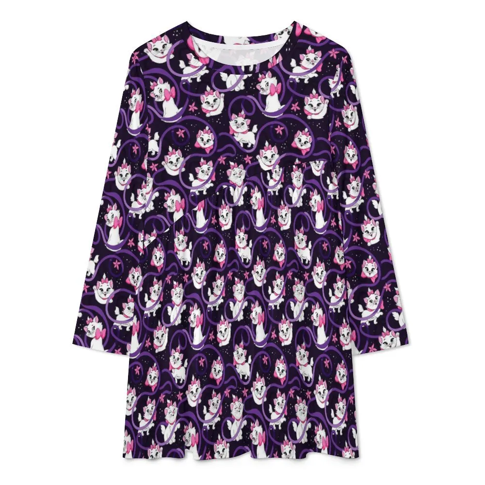 Disney Aristocats Marie Because I'm A Lady Long Sleeve Patchwork T-shirt Dress