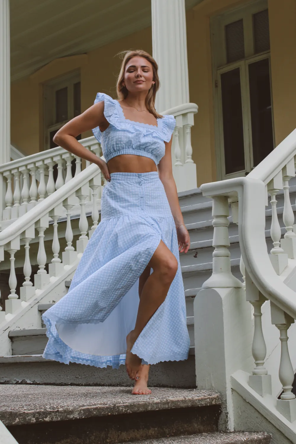 EAST SIDE RUFFLED MIDI SKIRT SET