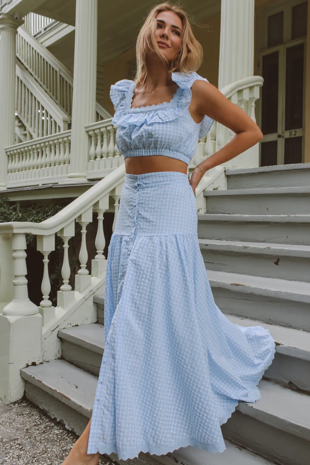 EAST SIDE RUFFLED MIDI SKIRT SET