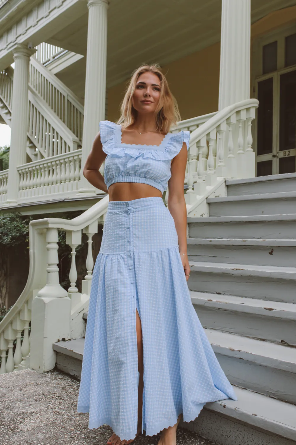 EAST SIDE RUFFLED MIDI SKIRT SET