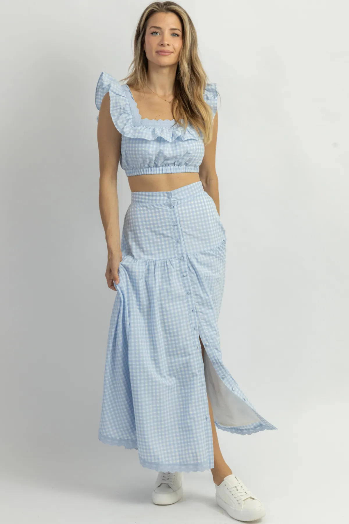 EAST SIDE RUFFLED MIDI SKIRT SET