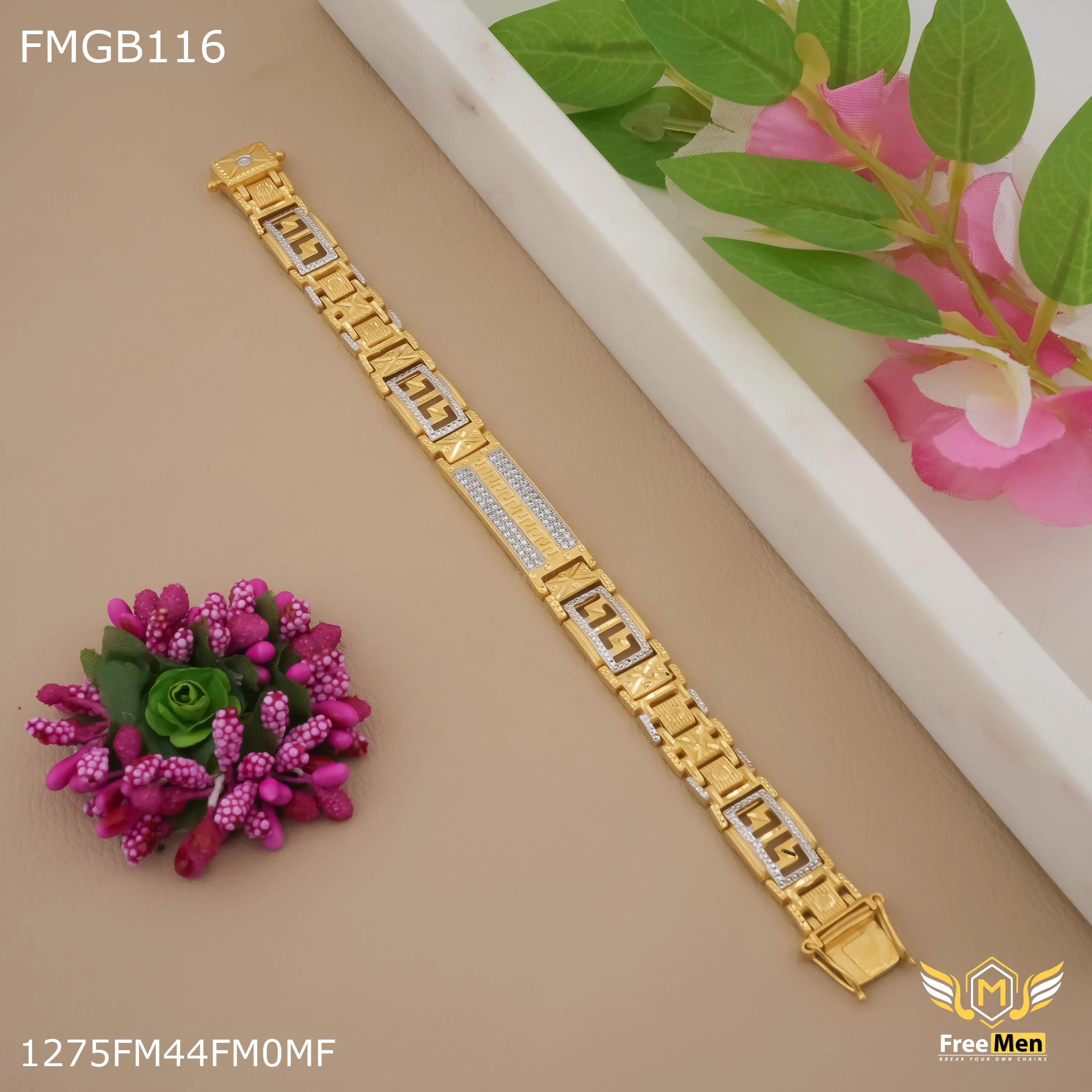 Freemen Designer ad rhodium Bracelet for Men - FMGB116