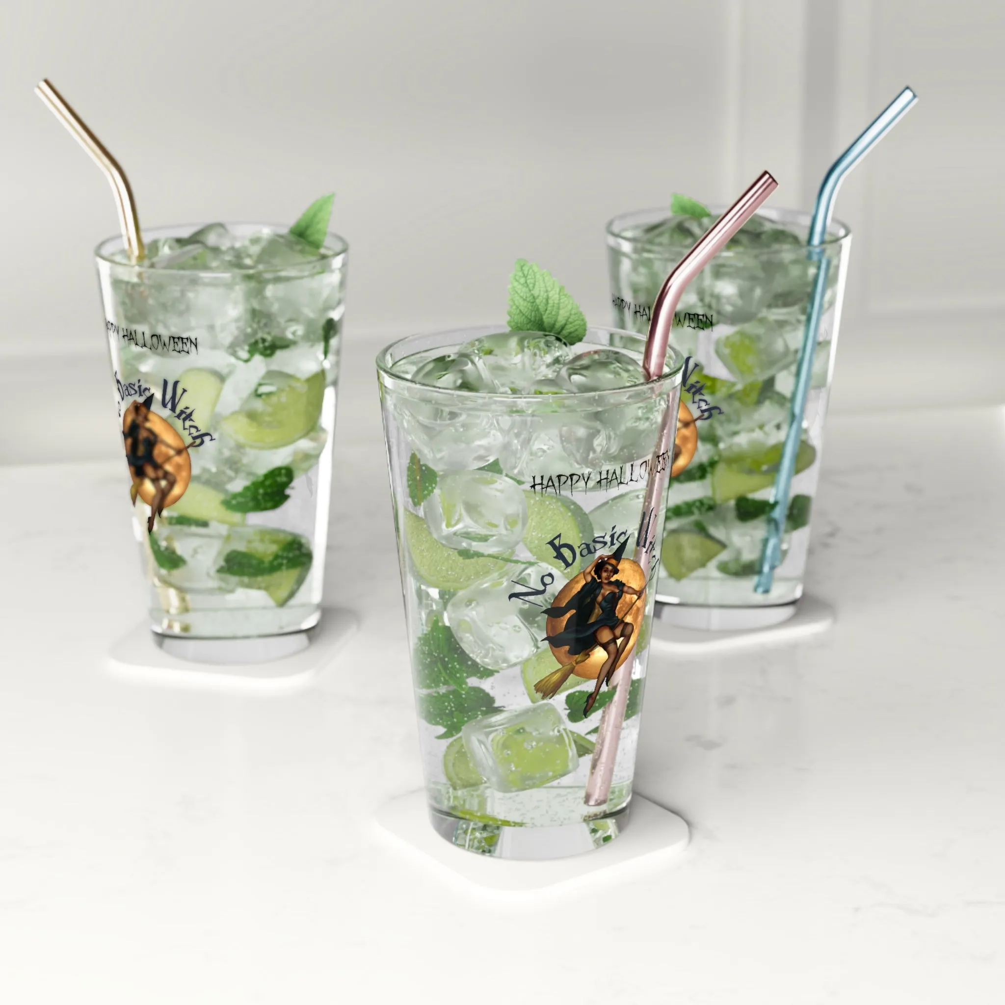 Halloween Drinking Water Pint Glass, 16oz , No Basic Witches