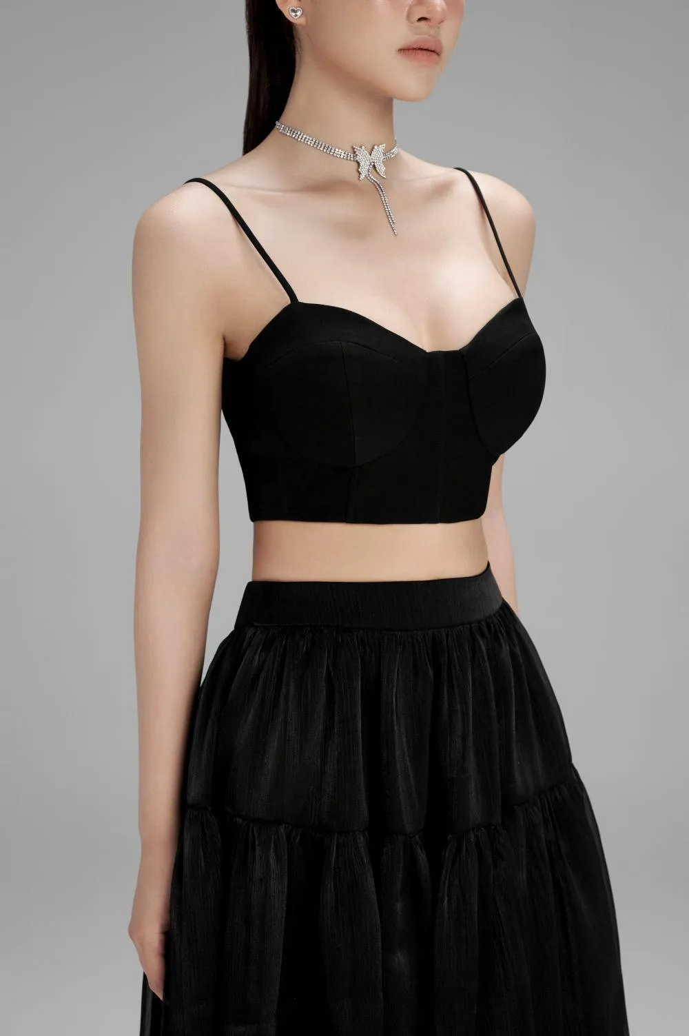 Hannah Gathered High Waist Mesh Midi Skirt