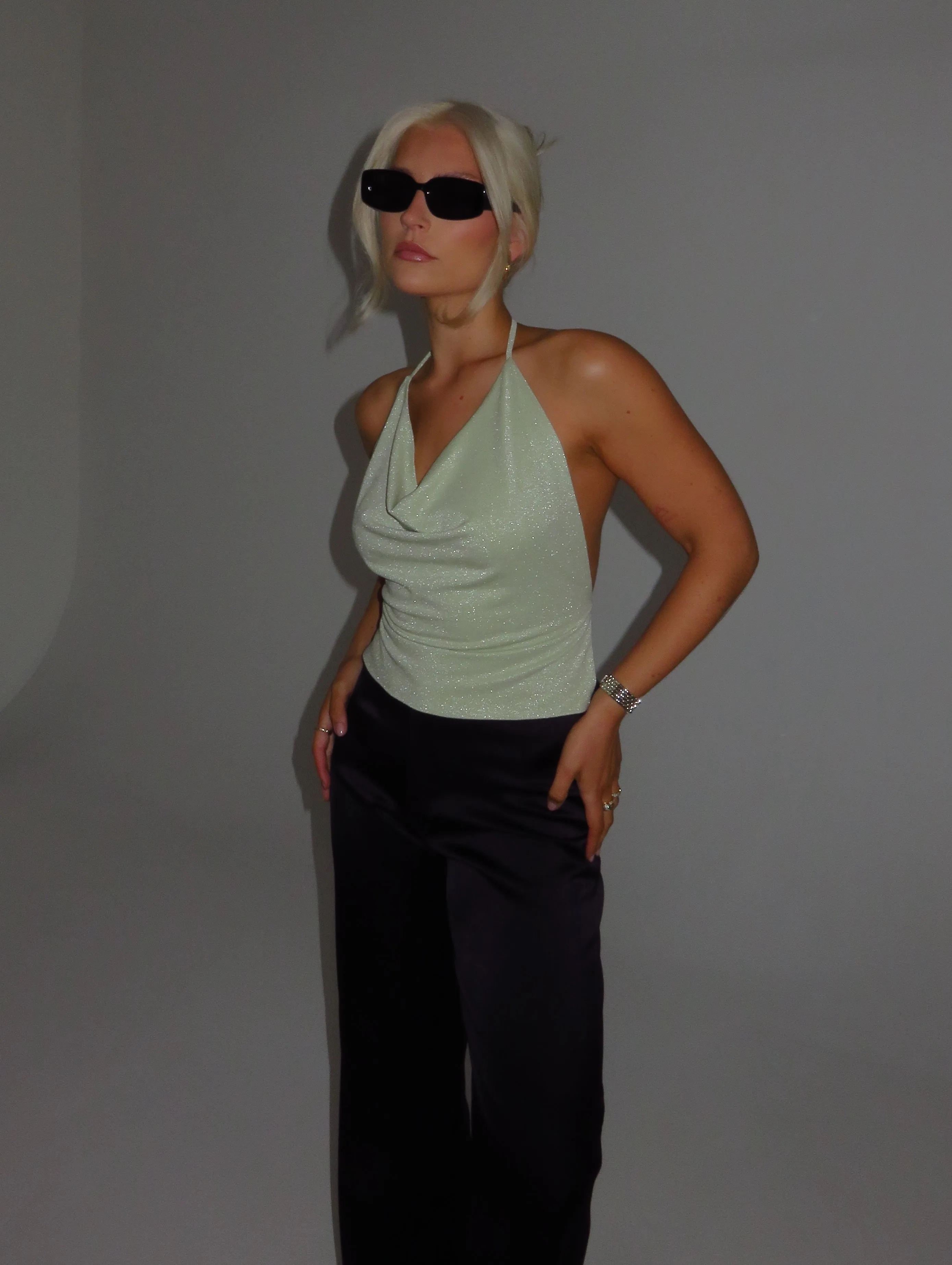 Jewel Backless Top Light Green