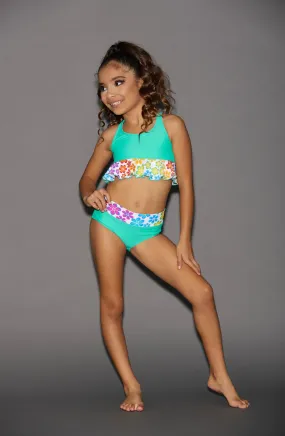 Kandi Kouture | Children's Cutie Crop Top | Rainbow Flowers