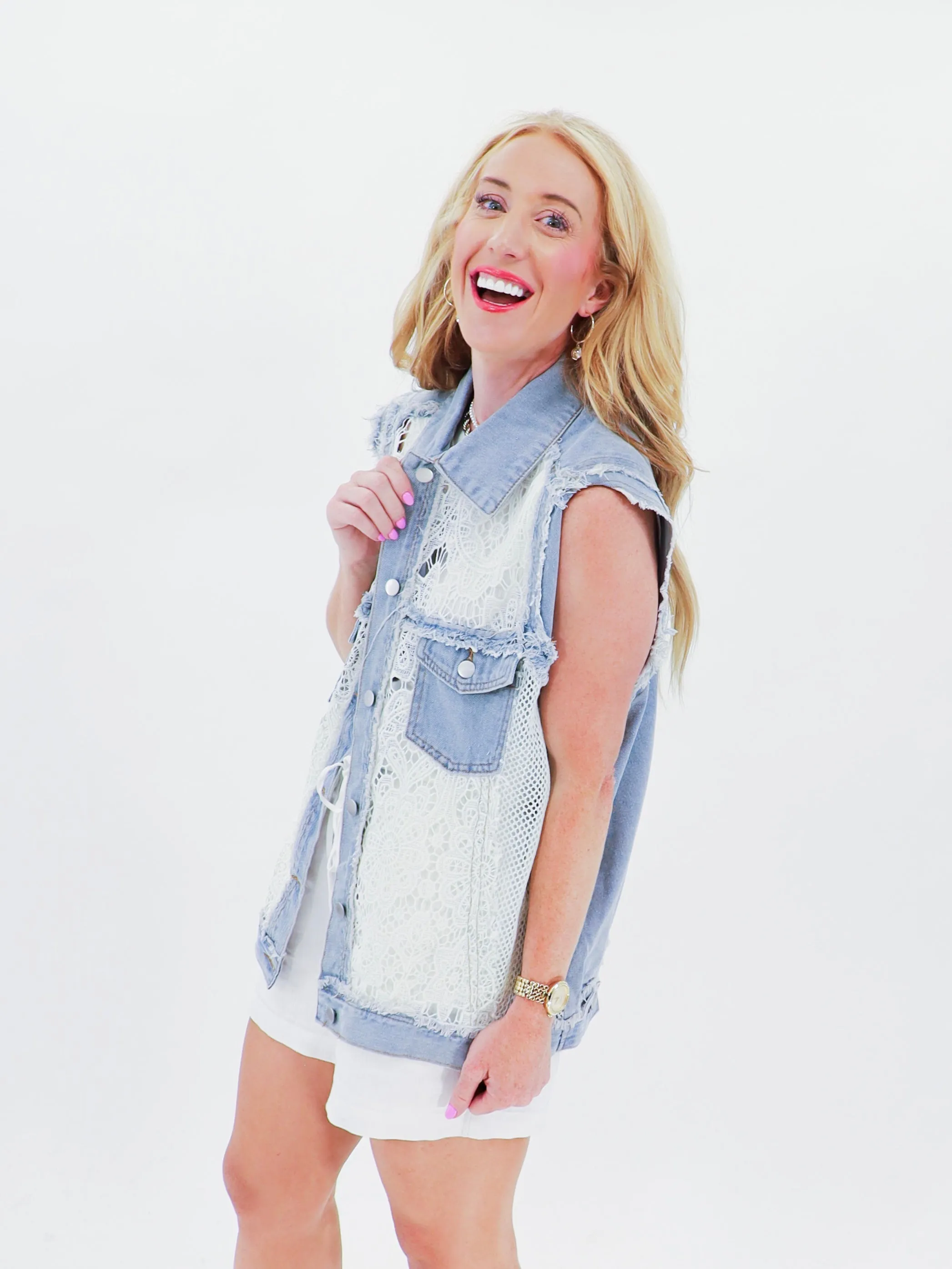 Lacy's Lace Denim Vest