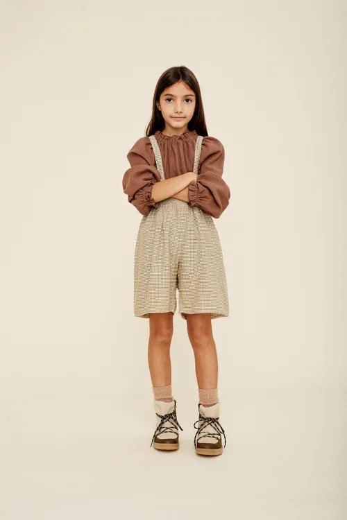 Liilu Smocked Check Culottes - 2Y, 6Y