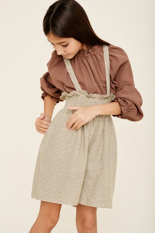 Liilu Smocked Check Culottes - 2Y, 6Y