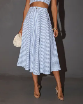 Lorie High Waisted Striped Midi Skirt