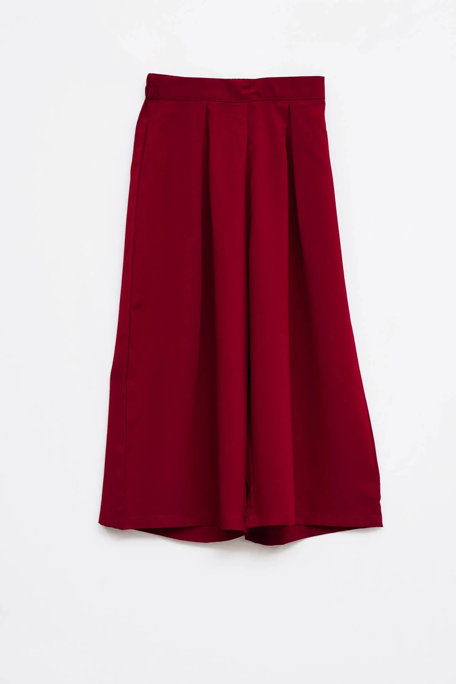 Maroon Semi Elasticed Waist Flared Culotte