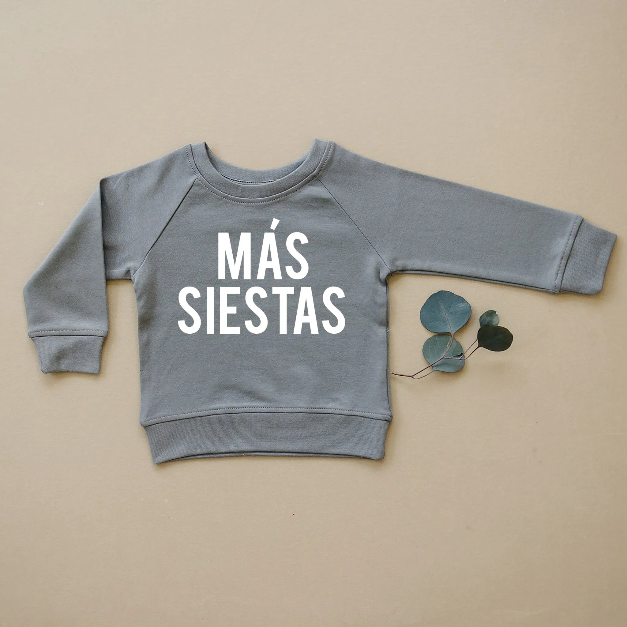 Mas Besos, Mas Siestas, Organic Baby & Toddler Slate Grey Pullover