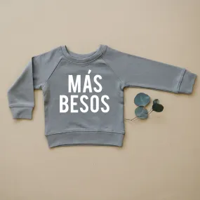 Mas Besos, Mas Siestas, Organic Baby & Toddler Slate Grey Pullover