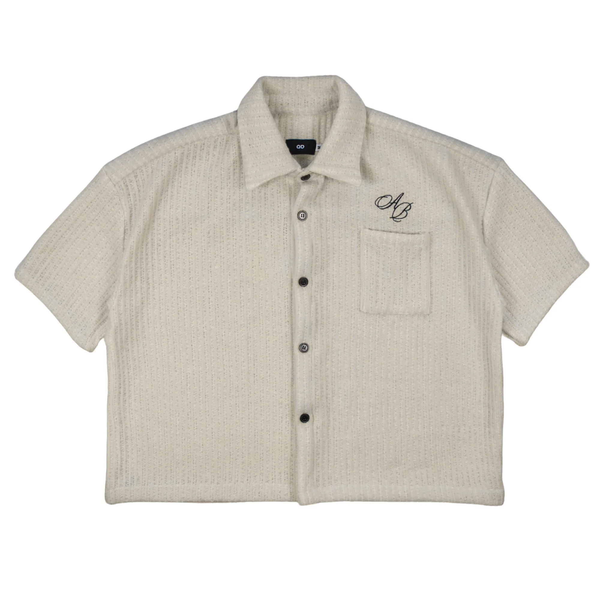 oversized box fit | polo shirt | button-down | drop shoulder | knitted thick wool | crème