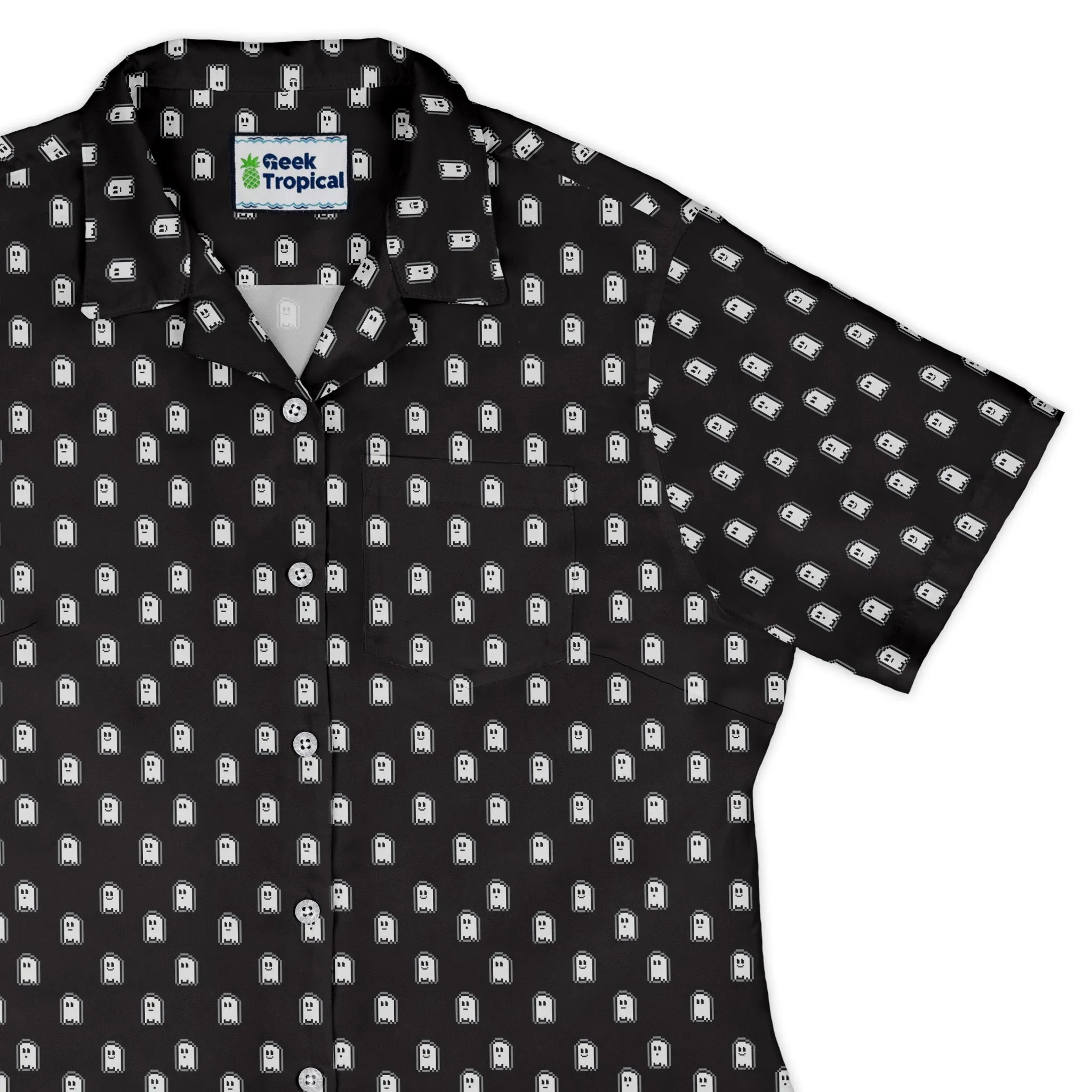 PIxel Ghost Curvy Button Up Shirt