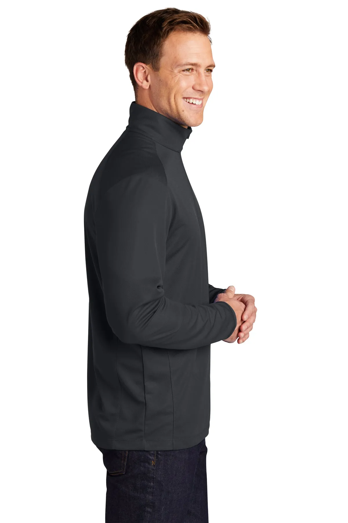 Port Authority Pinpoint Mesh Branded 1/2-Zip, Battleship Grey