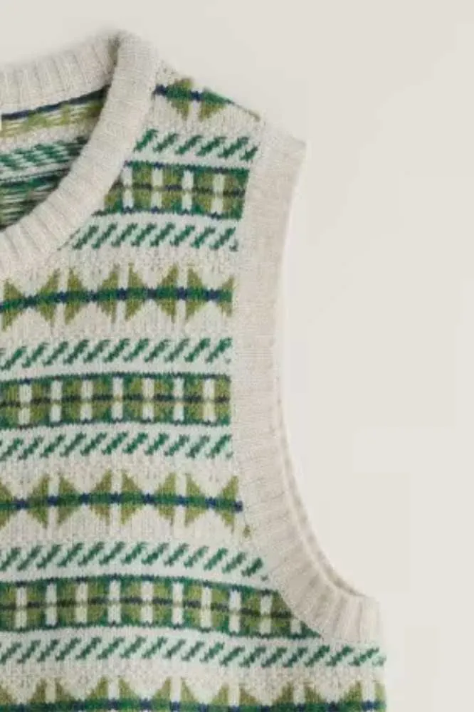 Seasalt Lemon Porch Vest - Minvor Aran Cut Grass