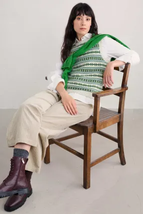 Seasalt Lemon Porch Vest - Minvor Aran Cut Grass