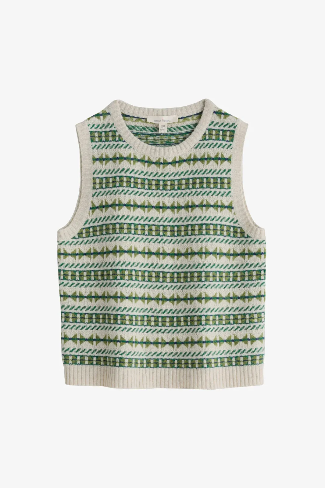 Seasalt Lemon Porch Vest - Minvor Aran Cut Grass