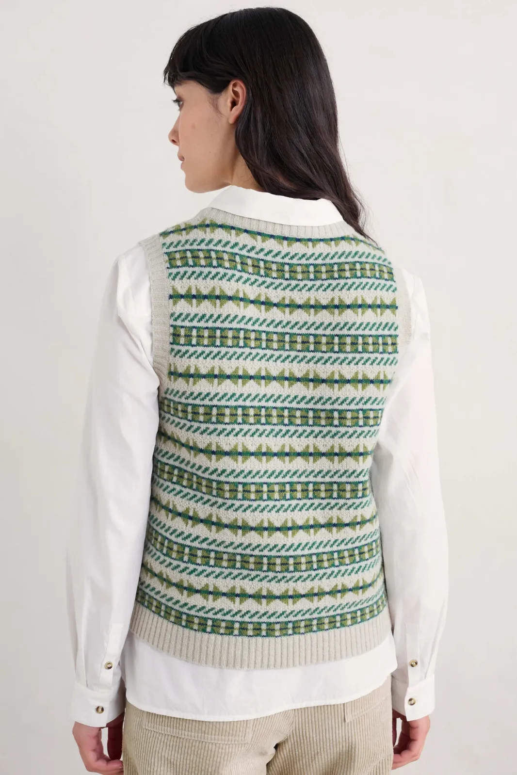 Seasalt Lemon Porch Vest - Minvor Aran Cut Grass