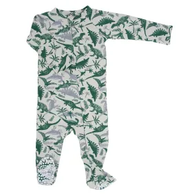 SWB Benny Dino Print Zipper Bamboo Footie