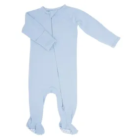 SWB Blue Basic Zipper Bamboo Footie