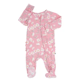 SWB Daisy Pink Ruffle Zip Footie