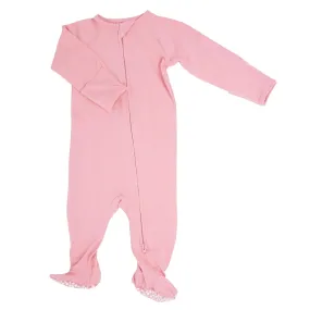 SWB Pink Basic Zipper Bamboo Footie
