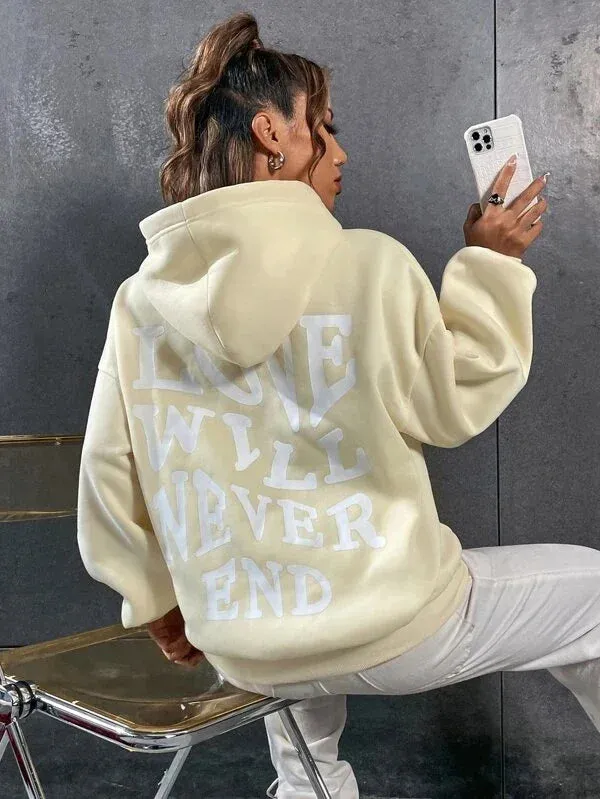 SXV 'LOVE WILL NEVER END’ Printed Cool Aesthetic Sweatshirt Hoodie