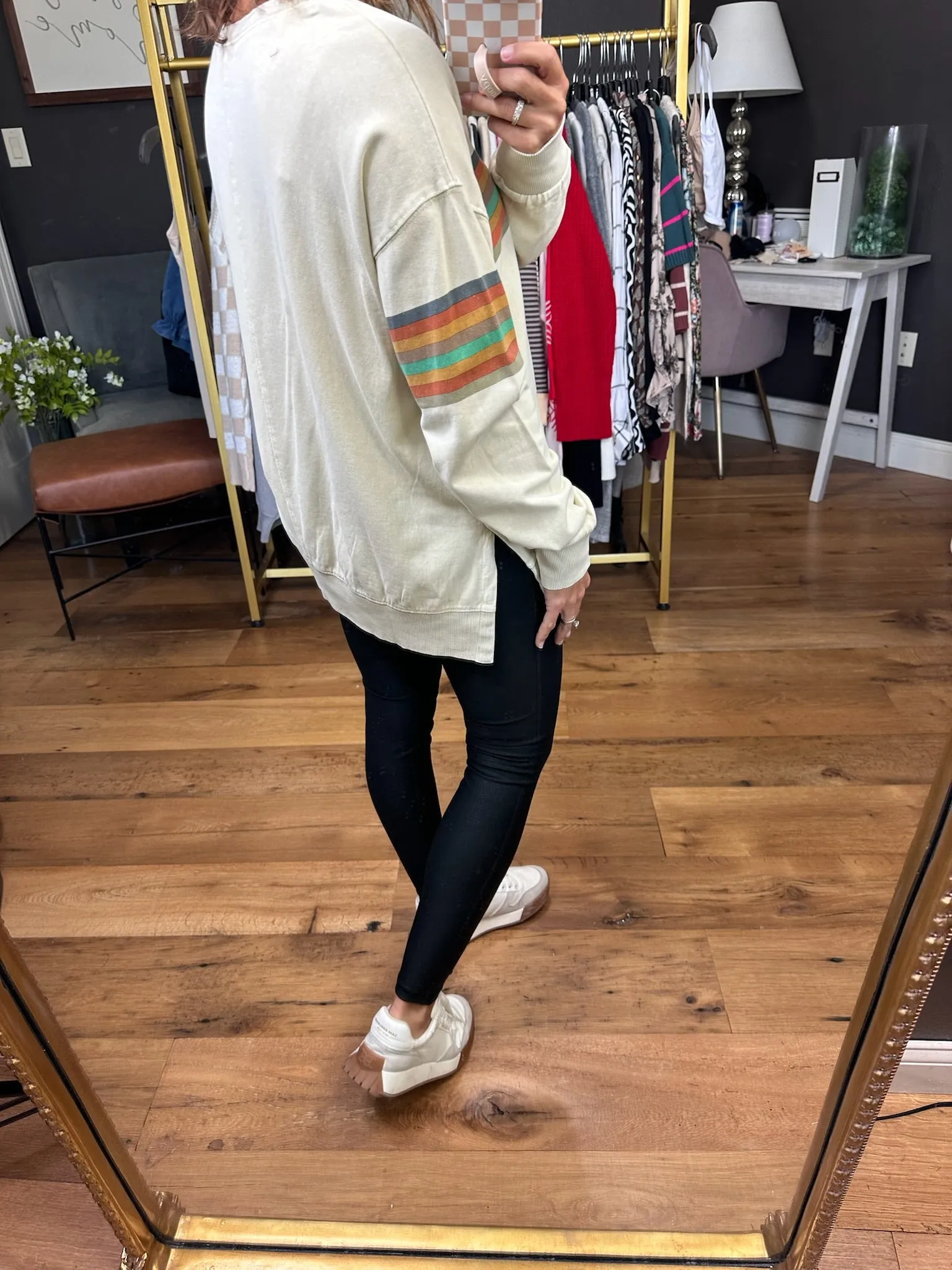 The Way You Want It Striped Vintage Crew - Beige